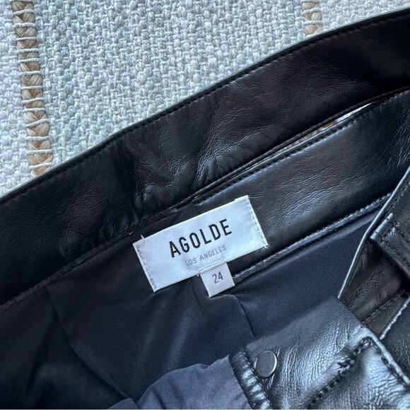 Agolde Recycled Leather Broken Waistband Straight Leg Pants in Detox Women’s 24 - Picture 8 of 10